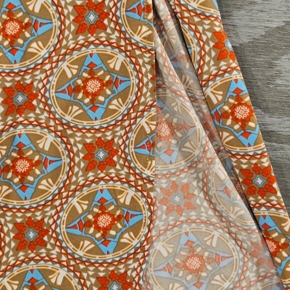 Free Shipping! Smocked Waist SZ S Slit Palazzo Leg Round Hem Printed Boho Pants - Picture 3 of 11